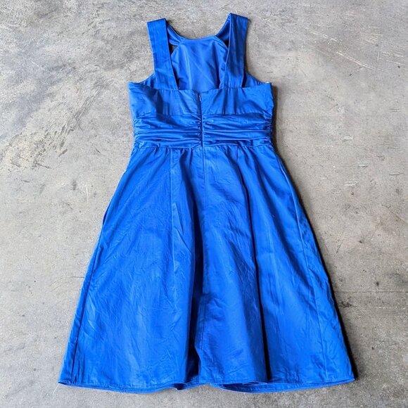 David's Bridal Blue Halter Neck Fit and Flare Short Bridesmaid Dress - Picture 8 of 8